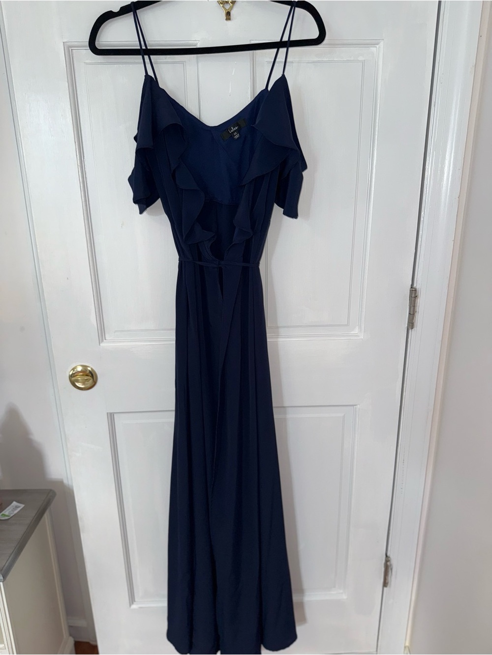 Lulu's Navy Ruffle-Shoulder Maxi Dress - Picture 8 of 8